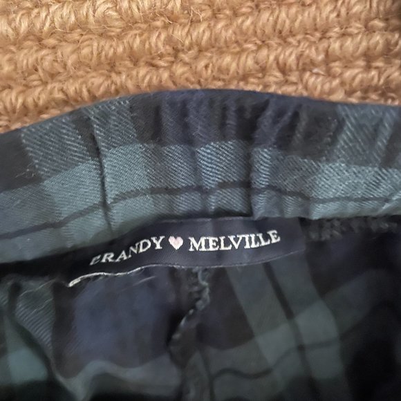 Brandy Melville Tilden Pants Navy Dark Green Plaid - Picture 4 of 4